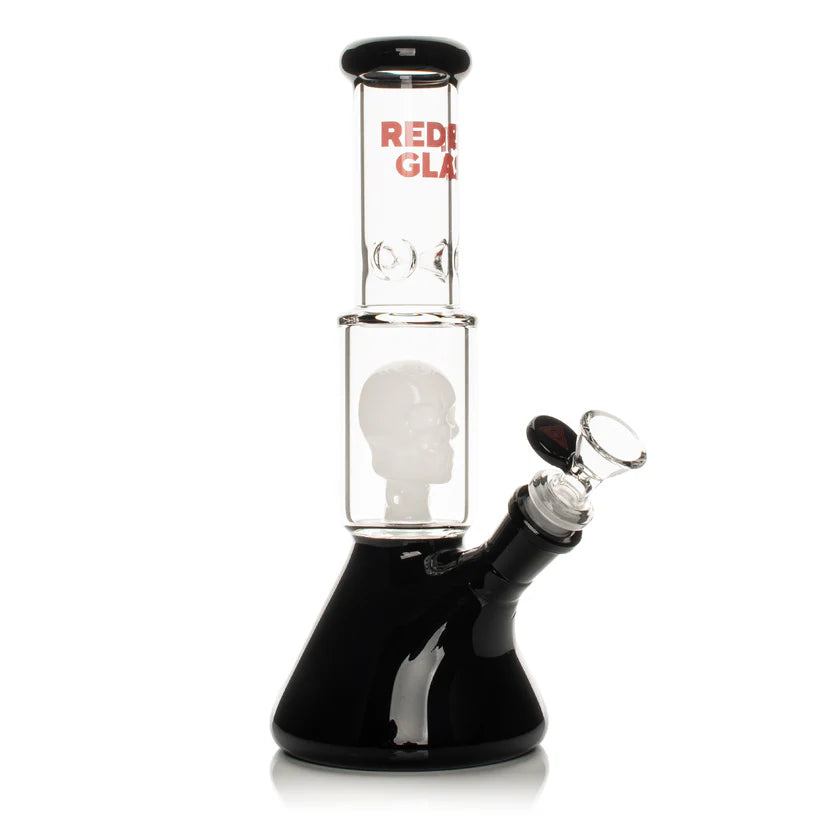 11" Dual Chamber Skull Perc Water Pipe | Red Eye Glass | Multiple Variations