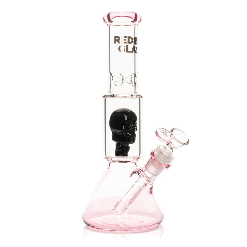 11" Dual Chamber Skull Perc Water Pipe | Red Eye Glass | Multiple Variations
