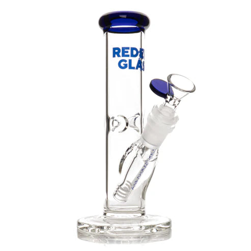 8" Straight Base Water Pipe Bong | Red Eye Glass | Multiple Colours