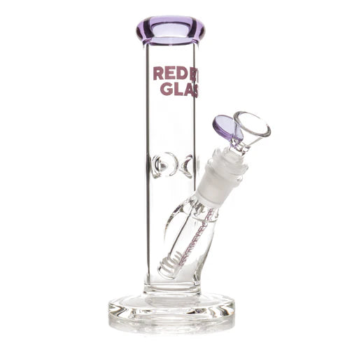 8" Straight Base Water Pipe Bong | Red Eye Glass | Multiple Colours