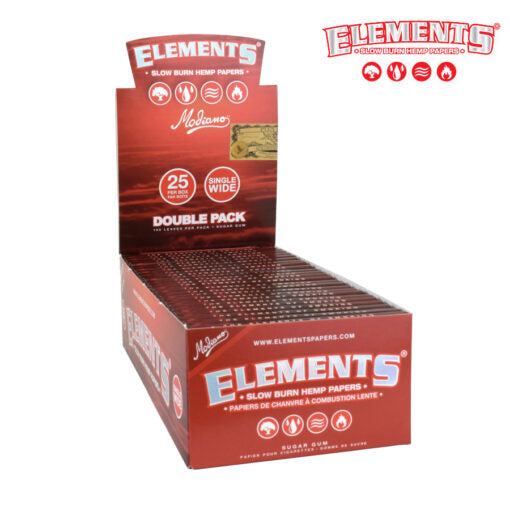Elements Red Slow Burning Rolling Papers | Size: Single Wide Double Window