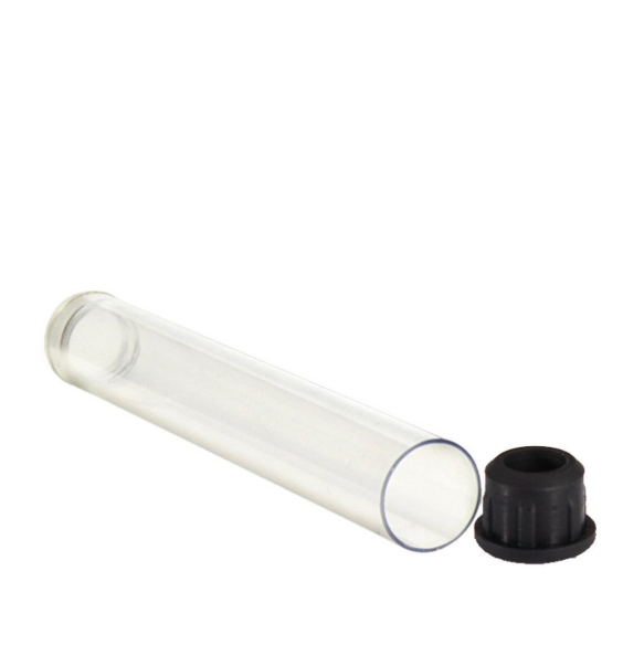 Plastic Tube for Vape Cartridges 13mm x 84mm - Black Cap