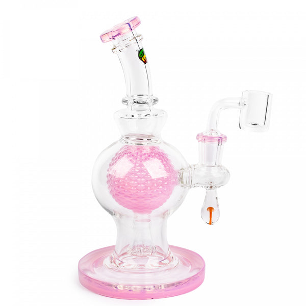 7" Aquatex Ball W/ Mushroom Marble Concentrate Rig - Irie - Pink