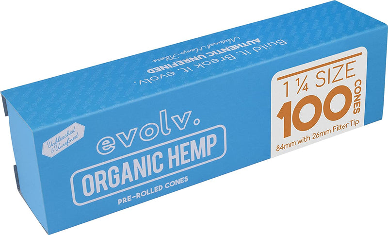 EVOLV Organic Hemp Pre-Rolled Cones 1 1/4 - 100/Pack