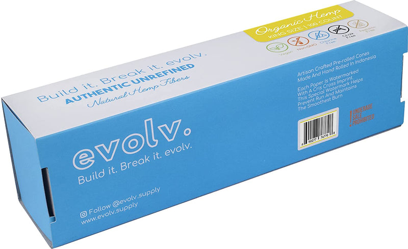 EVOLV Organic Hemp Pre-Rolled Cones | Size: King Size | 100/Pack
