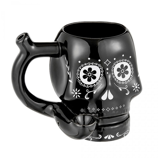 Sugar Skull Mug Pipe | Black