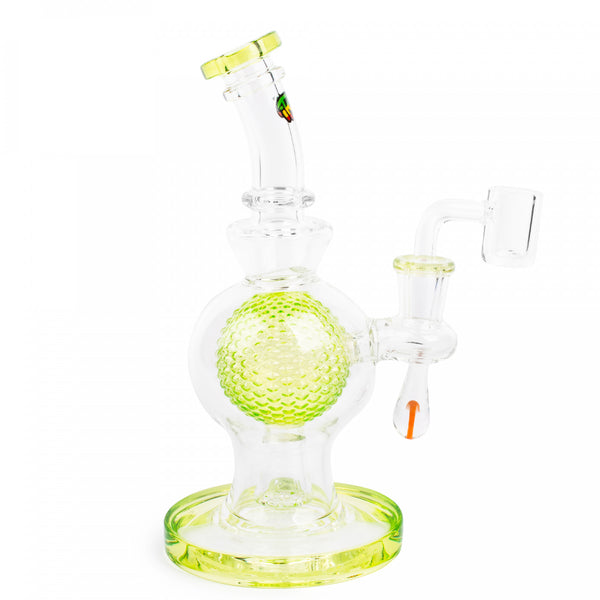 7" Aquatex Ball W/ Mushroom Marble Concentrate Rig - Irie - Lime Green