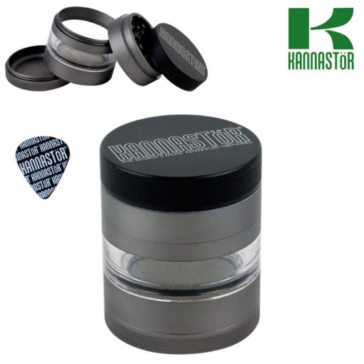KANNASTÖR Solid Top & Jar Body Grinder | 4 Piece | 2.2" Gunmetal