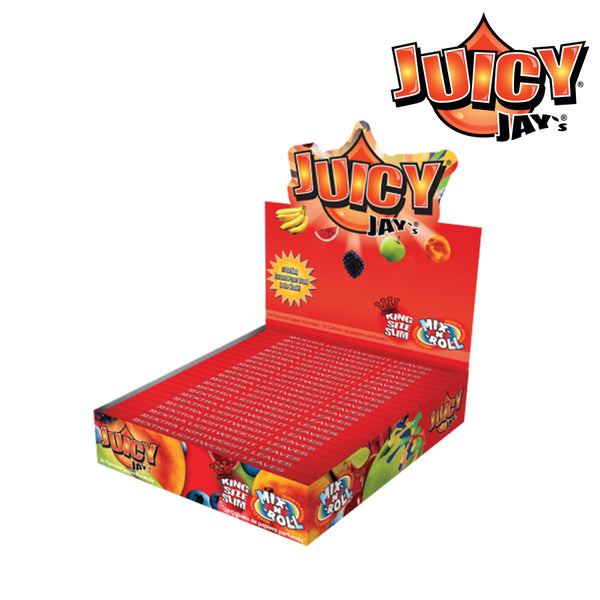 Juicy Jay's King Size Slim Rolling Papers | Tropical Mixed Case | 24pk Box (32 leaves/pk)