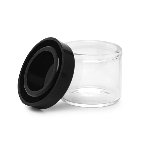 6ml Glass Concentrate Containers |  No Neck - Black Lid