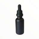 30ml Glass Dropper Bottles w/Measurements & Tamper Proof Lid | Matte Black Bottle & Black Cap