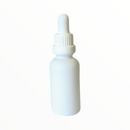 30ml Glass Dropper Bottles w/Measurements & Tamper Proof Lid | Matte White Bottle & White Cap