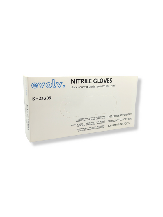 EVOLV Black Industrial Pure Nitrile Gloves | 4 mil | 100 pack