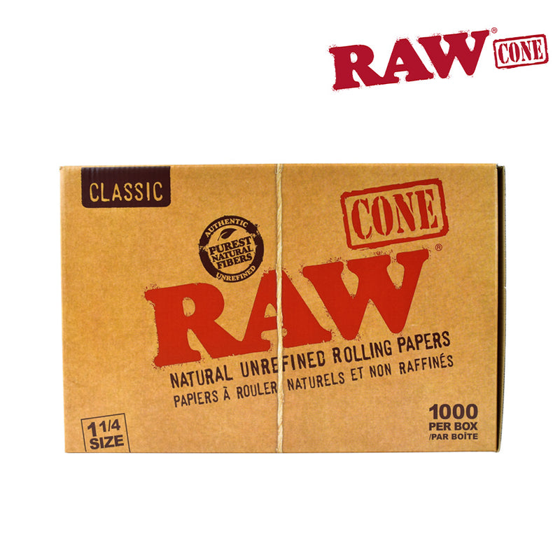 RAW Classic Natural Unrefined Pre-Rolled Cones 1 1/4 – 1000/PACK