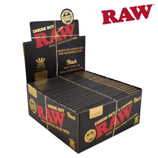 Close-up of RAW Black Rolling Papers with natural gumline