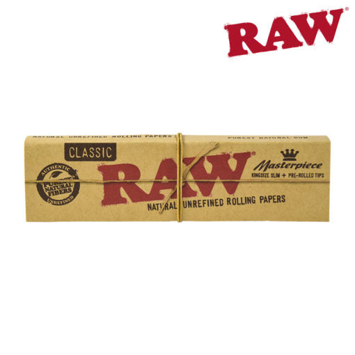 RAW Classic Masterpiece Rolling Papers | Size: King Size Slim | w/ Pre-rolled Tips