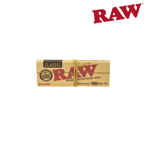 RAW Classic Connoisseur Papers | Size: Single Wide | w/ Papers & Tips