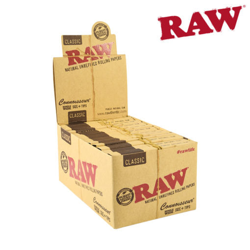 RAW Classic Connoisseur Papers | Size: Single Wide | w/ Papers & Tips