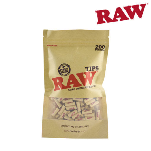 RAW Pre-Rolled Natural Tips 200 Pieces