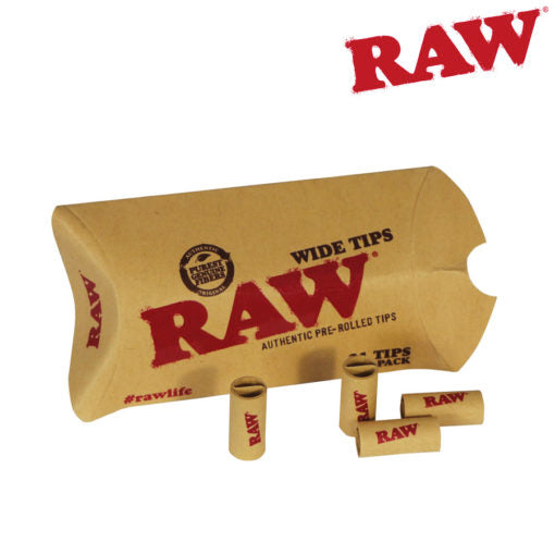 RAW Wide Pre-Rolled Unbleached Tips