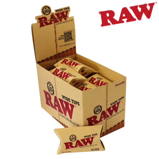 RAW Wide Pre-Rolled Unbleached Tips