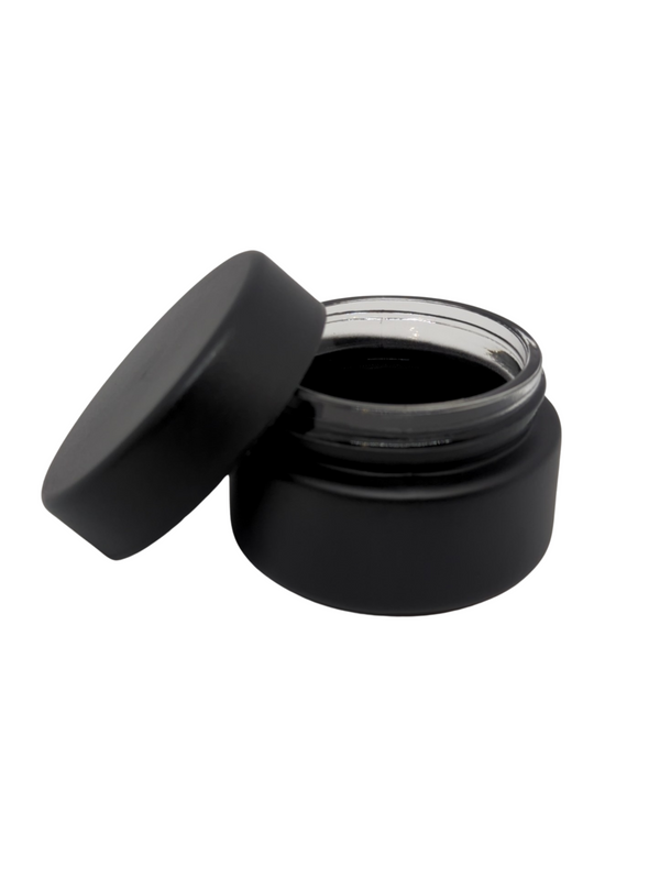 1 oz Glass Jar (Child Resistant) | Matte Black Jar w/ Black Plastic Screw Lid