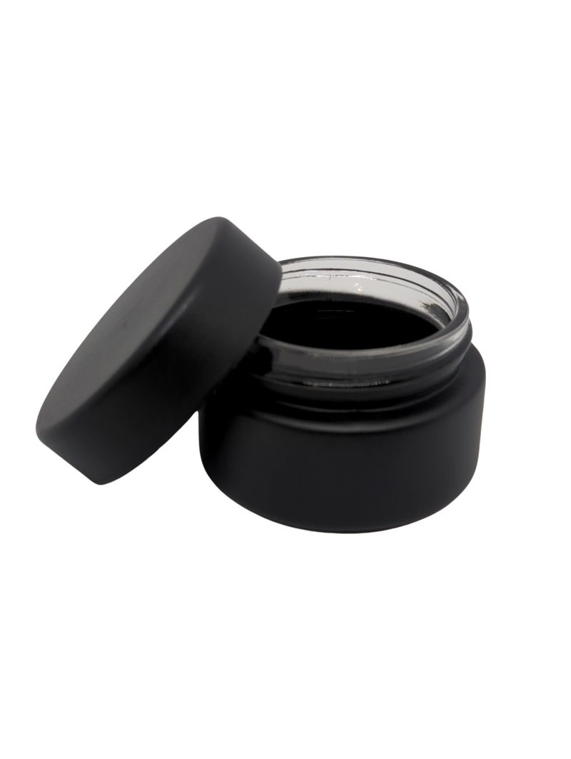 1 oz Glass Jar (Child Resistant) | Matte Black Jar w/ Black Plastic Screw Lid