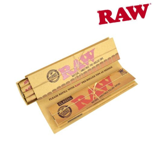 RAW Classic Masterpiece Rolling Papers | Size: King Size Slim | w/ Pre-rolled Tips
