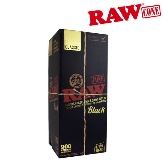 RAW Black Natural Unrefined Pre-Rolled Cones 1¼ – 900/PACK